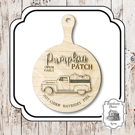 Pumpkin Patch Vintage Truck Bread Board – DIY Wood Kit