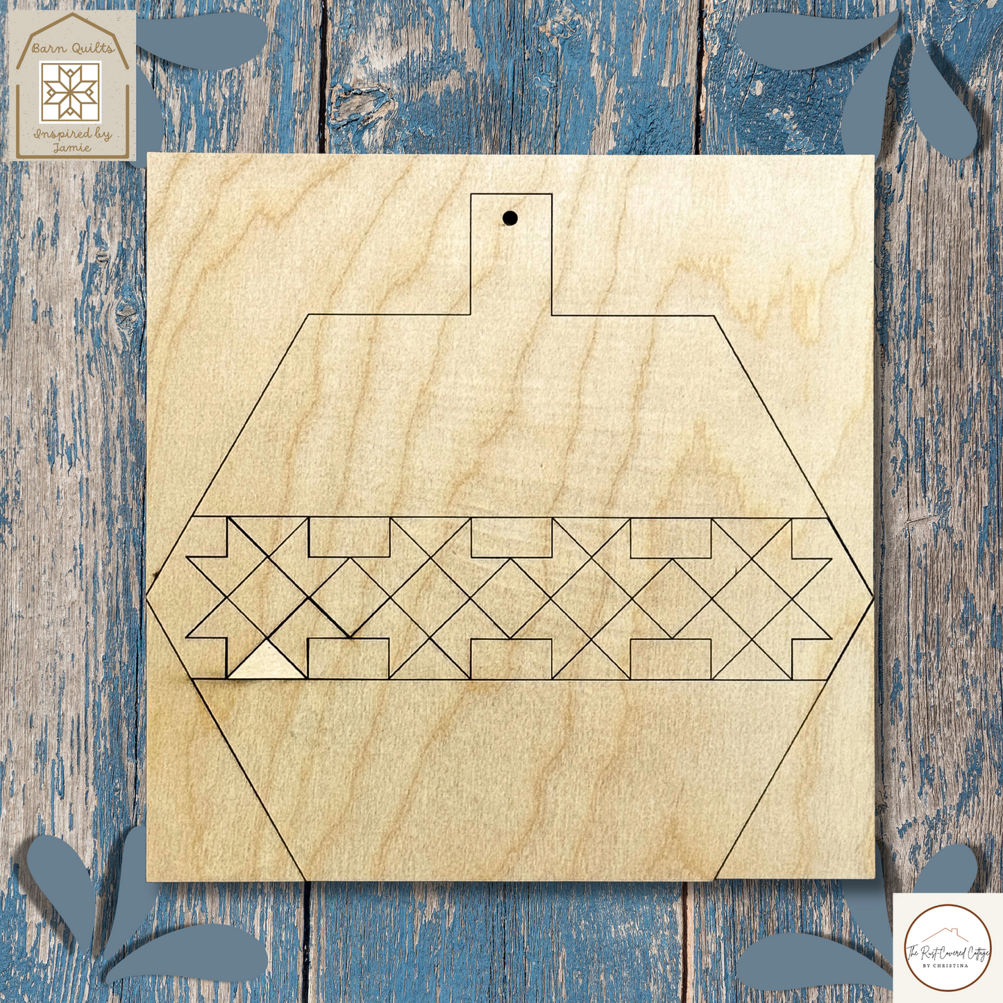 Pumpkin Barn Quilt Door Hanger – Laser Cut Wood Kit, 10.5" or 15" | 1/4" Birch