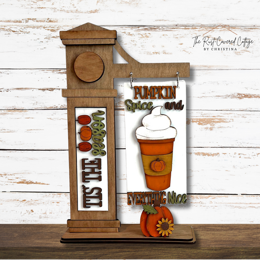 Pumpkin Spice Interchangeable Sign Post Insert | DIY Unfinished Wood Kit – Fits Sign Post Holder