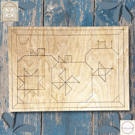 Pumpkin Trio Quilt Block – Laser Cut Wood Kit, 10.5" x 15" | 1/4" Birch