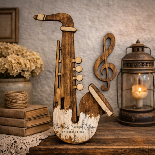Saxophone Sign DIY Wood Kit | Laser Cut Birch | Music Room Decor