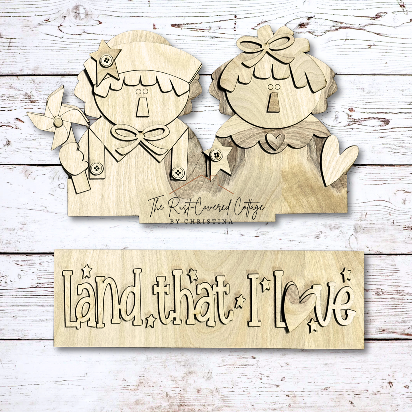 Raggedy Ann & Andy Insert | Interchangeable Window Box Sign | DIY Wood Kit