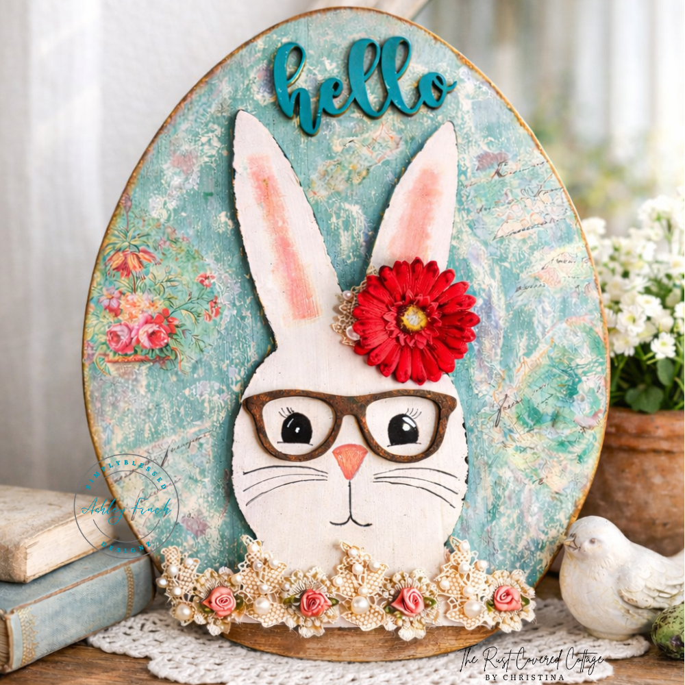 Bunny with Specs Sign / Door Hanger DIY Wood Kit