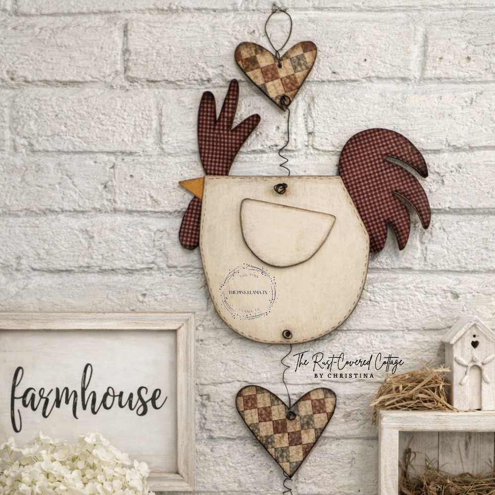Hanging Chicken & Hearts Wood Kit – Laser Cut 1/4" Birch
