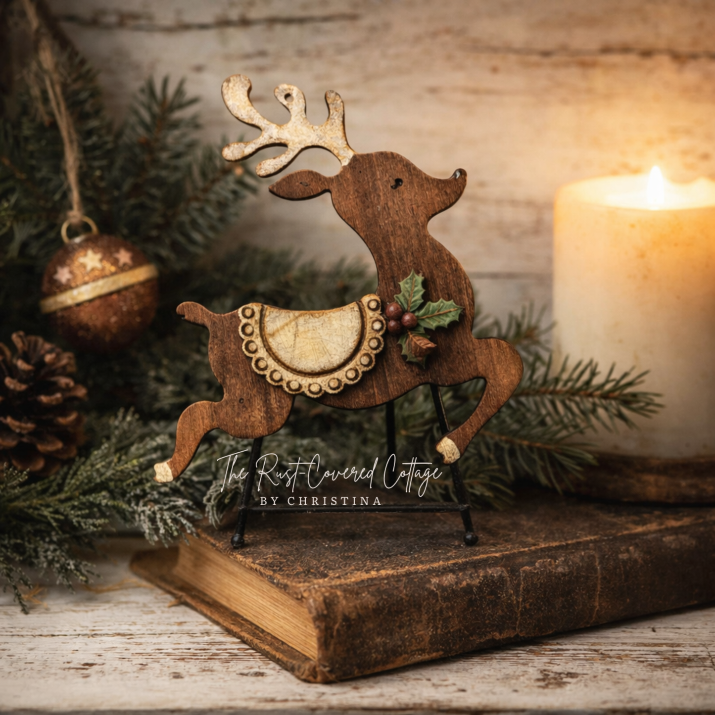 Set of 4 Reindeer Ornaments DIY Wood Kit | Laser Cut Birch