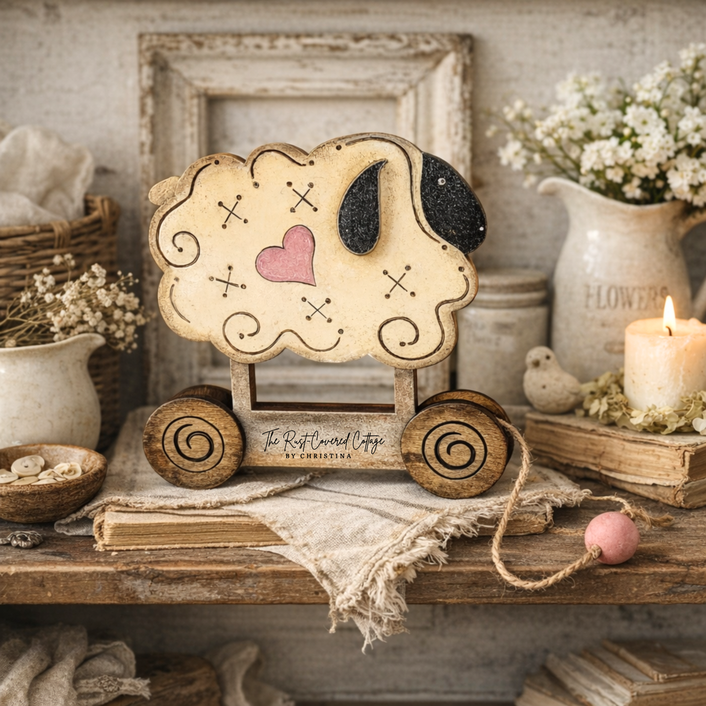 Vintage-Inspired Pull Sheep – DIY Wood Kit
