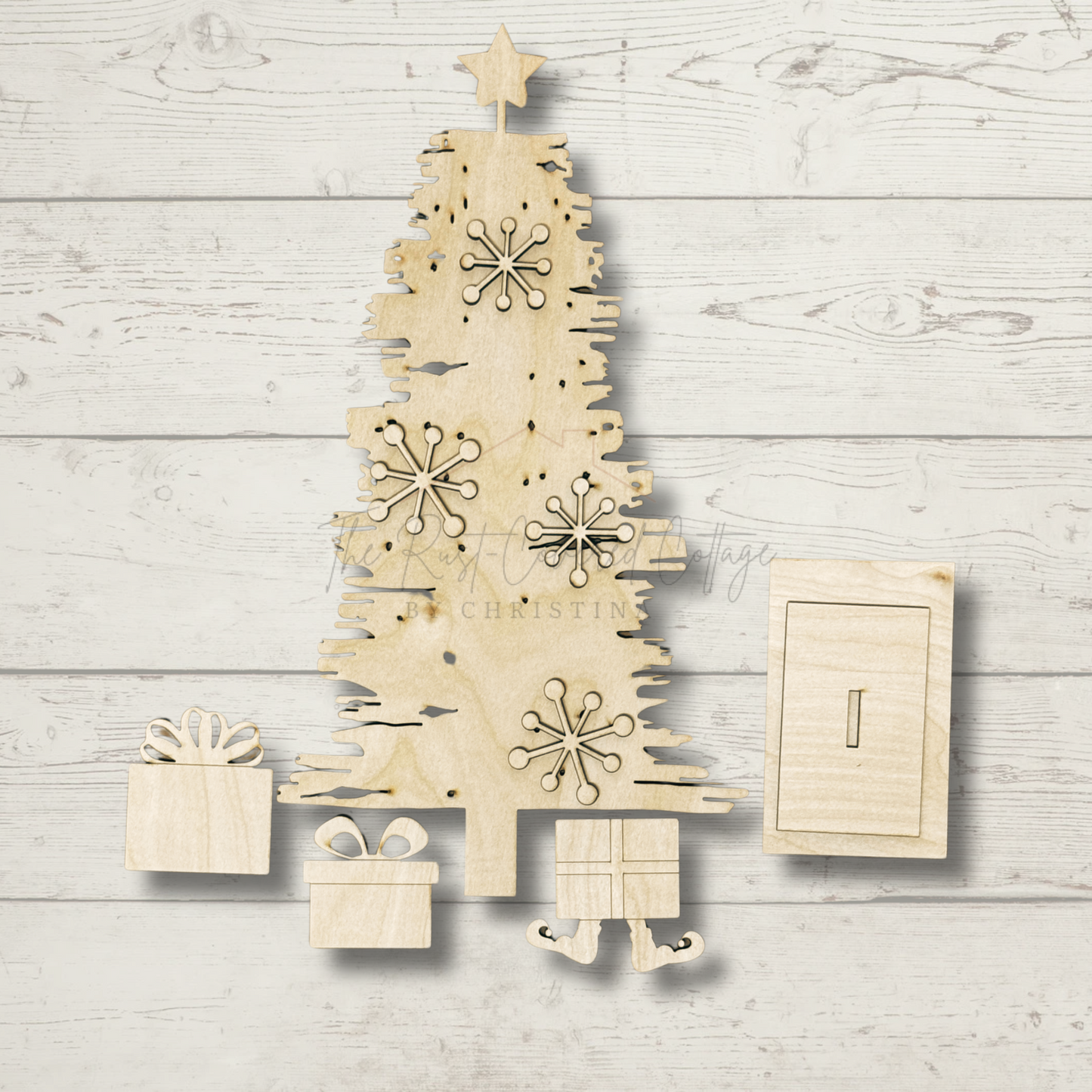 Rustic Christmas Tree DIY Wood Kit | 15" Tall Laser Cut Birch Holiday Craft