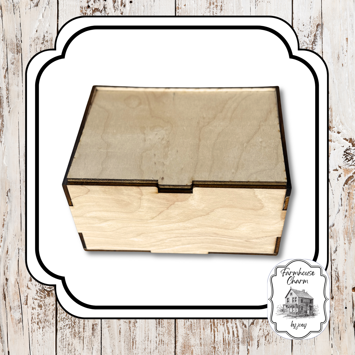 Rustic Recipe Keeper DIY Wood Box | Laser Cut Birch | Farmhouse Kitchen Organizer