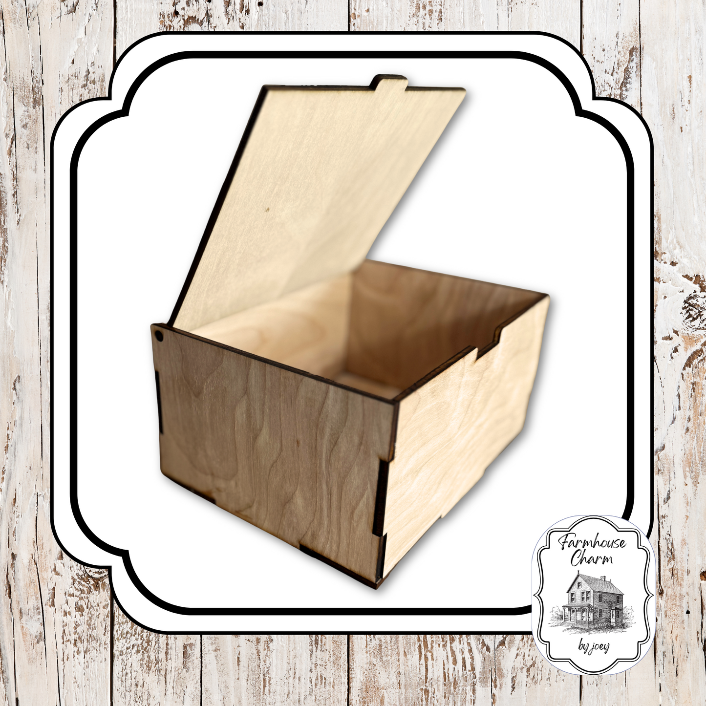 Rustic Recipe Keeper DIY Wood Box | Laser Cut Birch | Farmhouse Kitchen Organizer