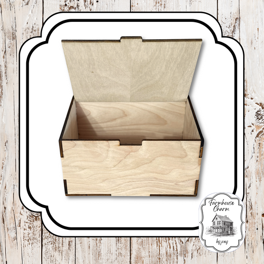 Rustic Recipe Keeper DIY Wood Box | Laser Cut Birch | Farmhouse Kitchen Organizer