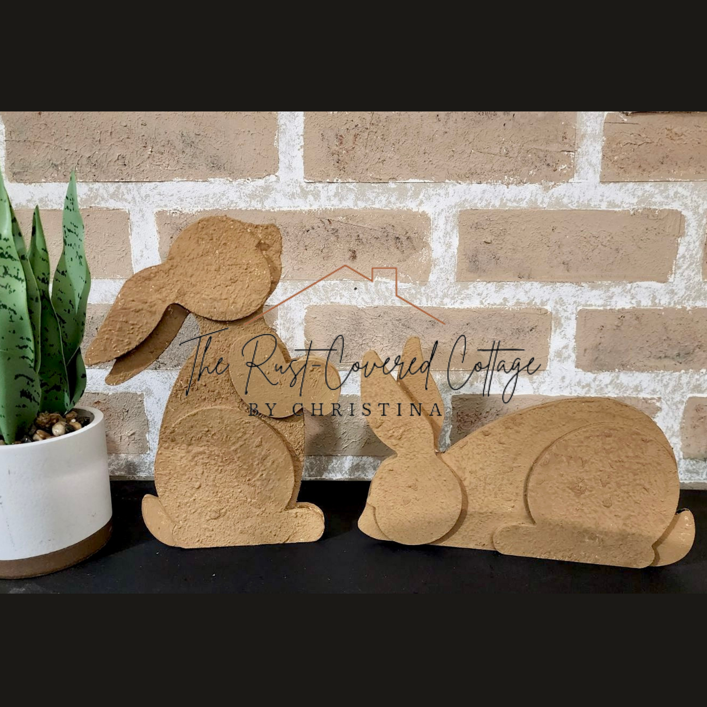 Rustic Wooden Bunny Pair - 15" x 7.5" DIY Kit