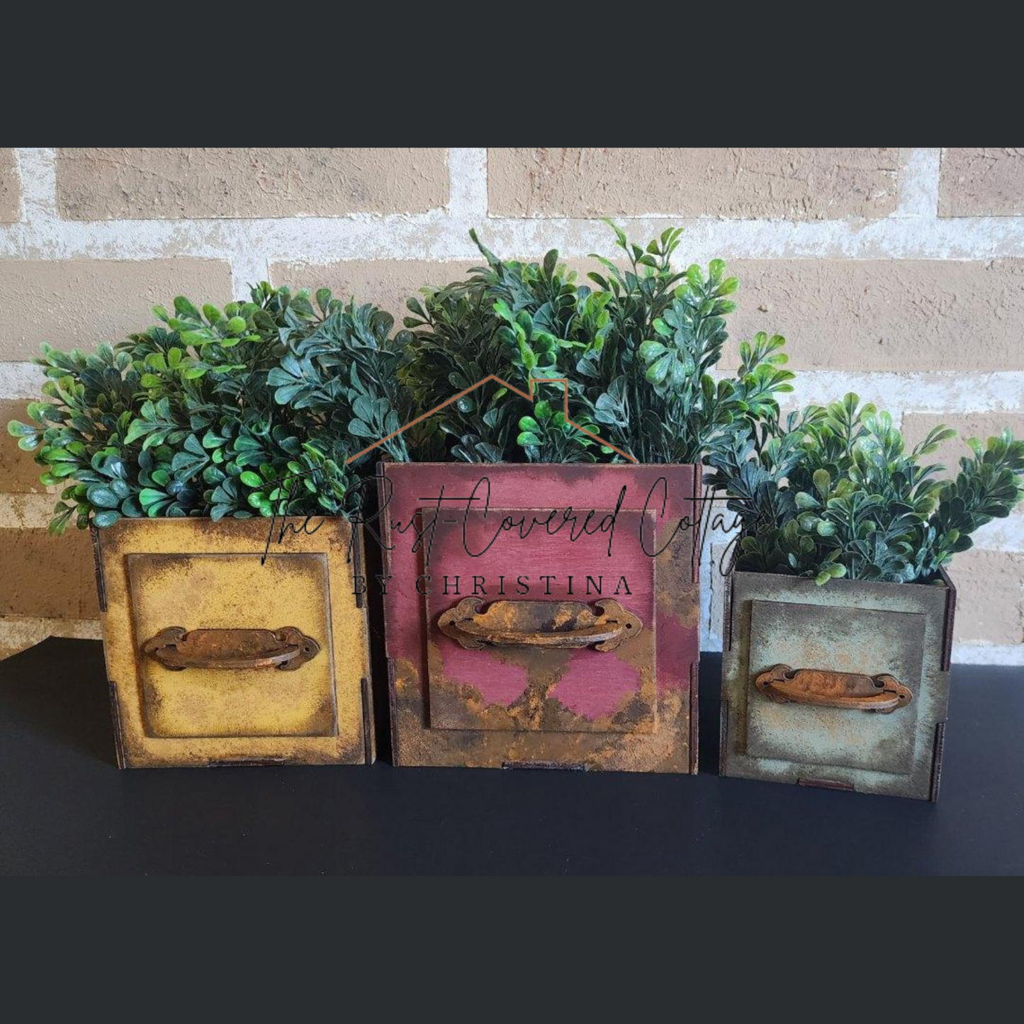 Rustic Planter Box Trio