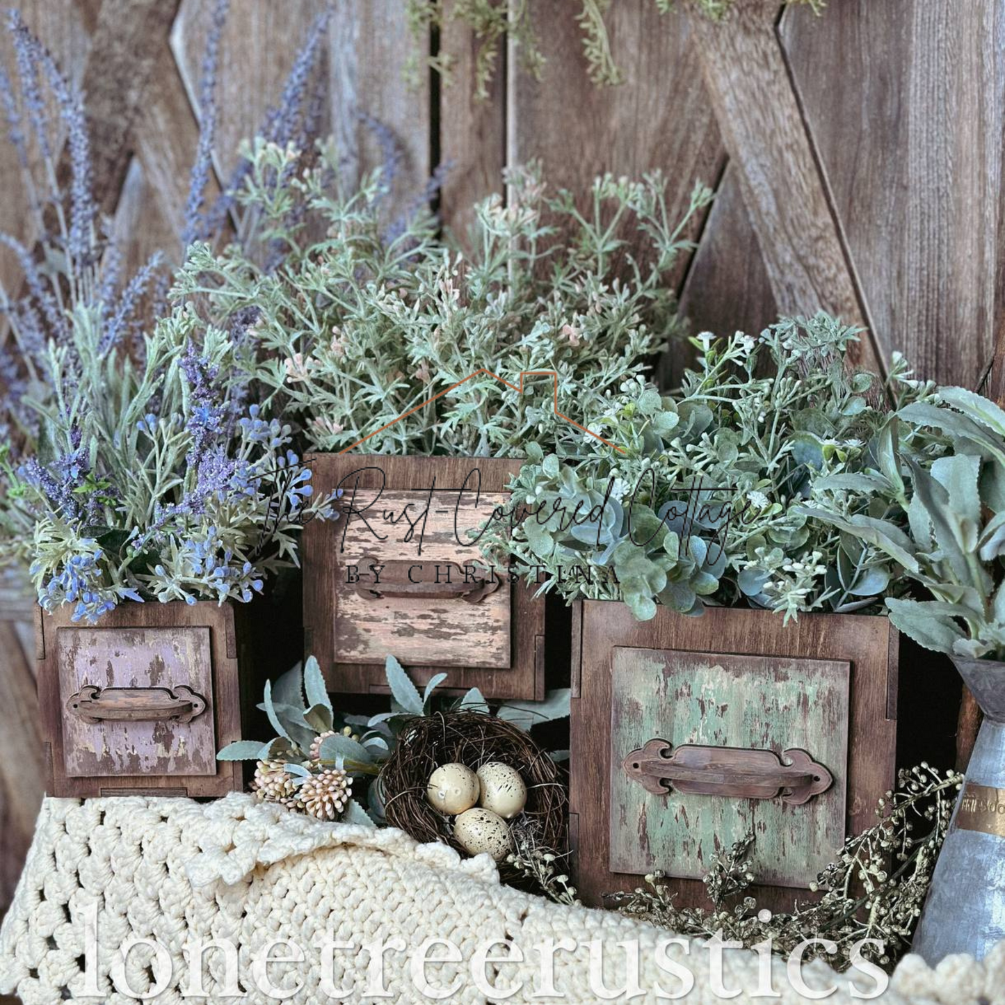 Rustic Planter Box Trio