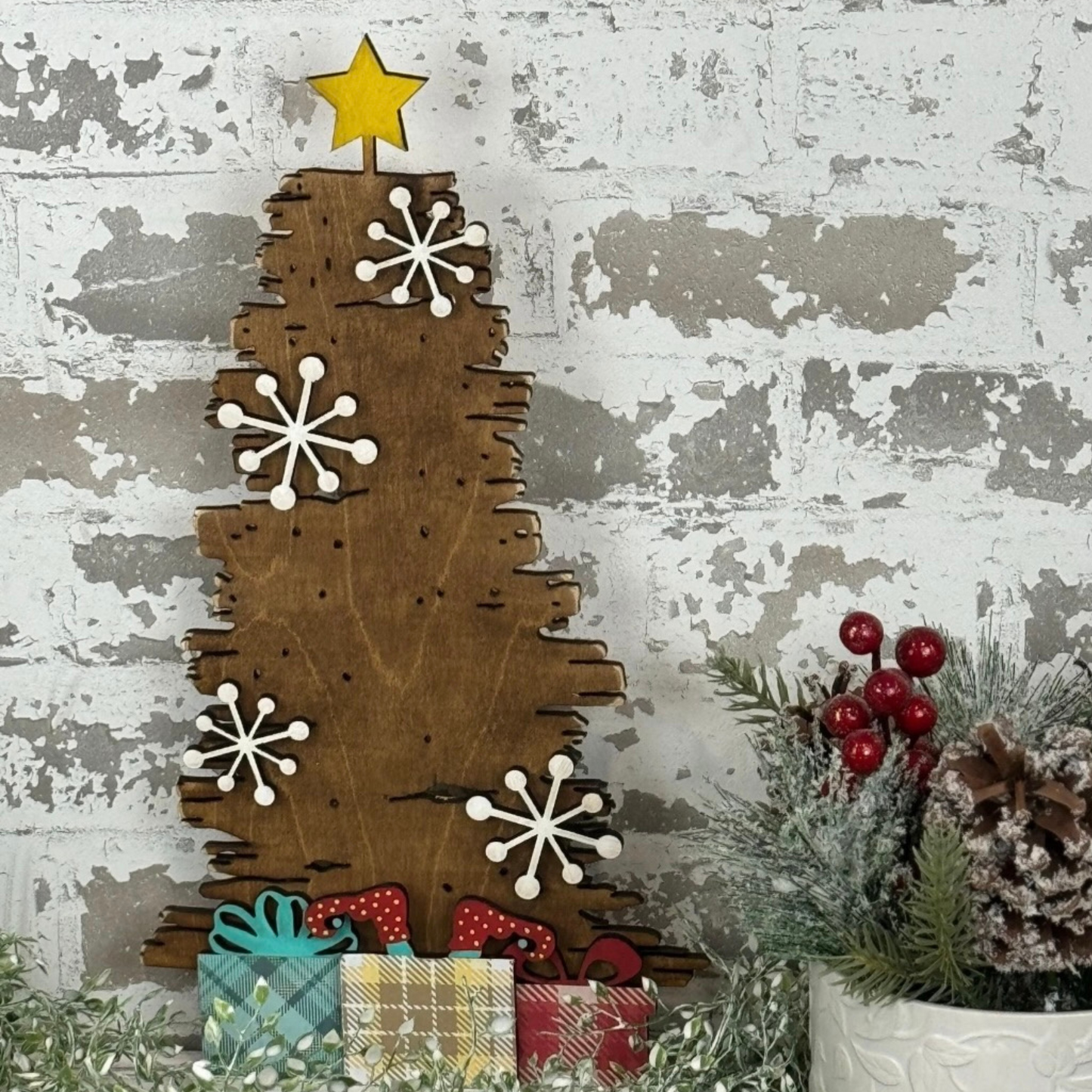 Rustic Christmas Tree DIY Wood Kit | 15" Tall Laser Cut Birch Holiday Craft