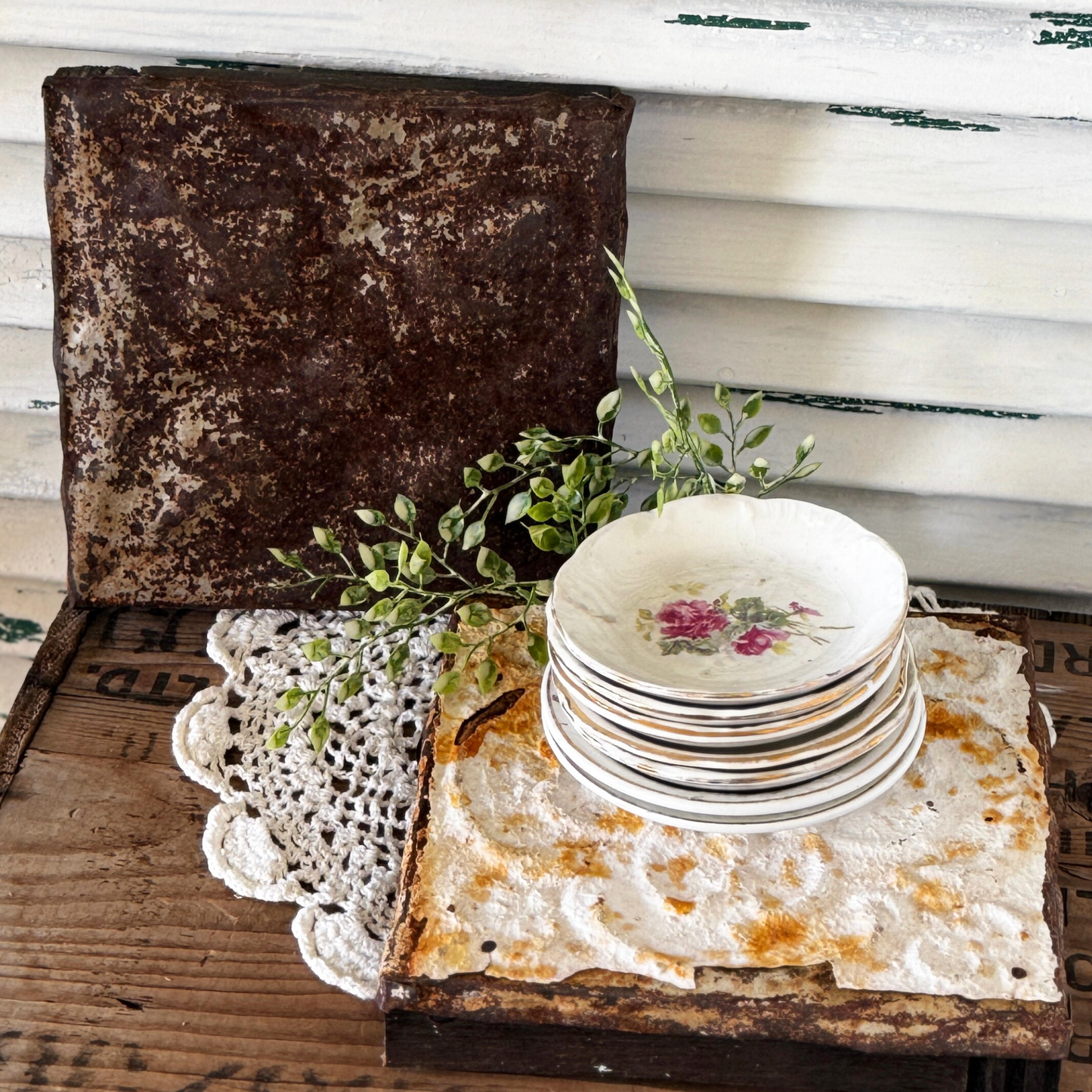 Rusty Tin Squares Set of 2