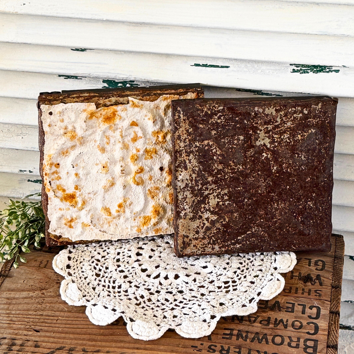 Rusty Tin Squares Set of 2