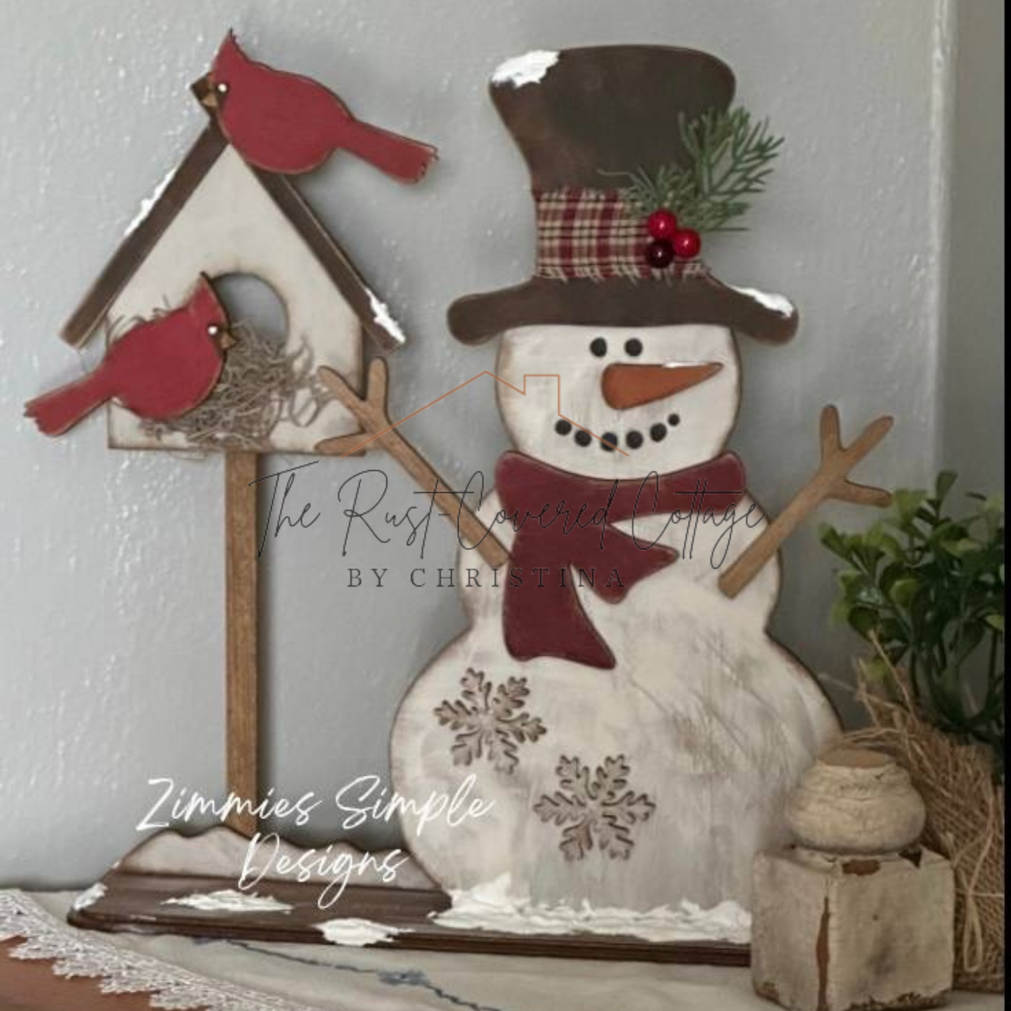 Snowman and Birdhouse Shelf Sitter| DIY Kit| Laser Cut