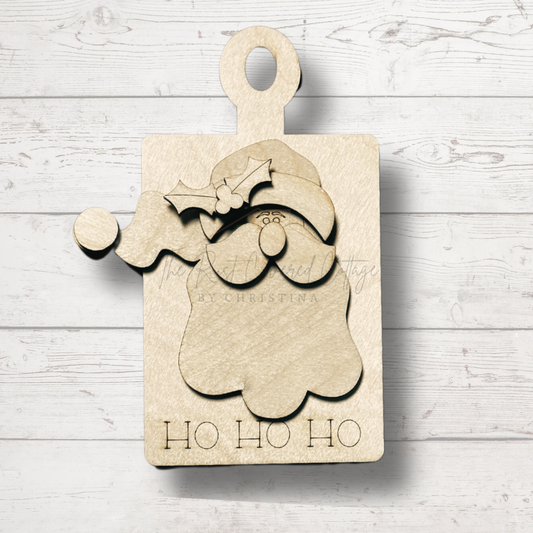 Santa Face on Decorative Cutting Board | Laser Cut Birch (6")