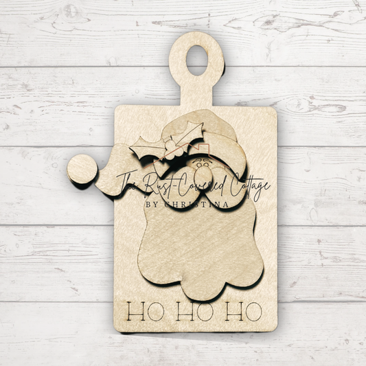 Santa Face on Decorative Cutting Board DIY Wood Kit | 6" Laser Cut Birch Christmas Craft