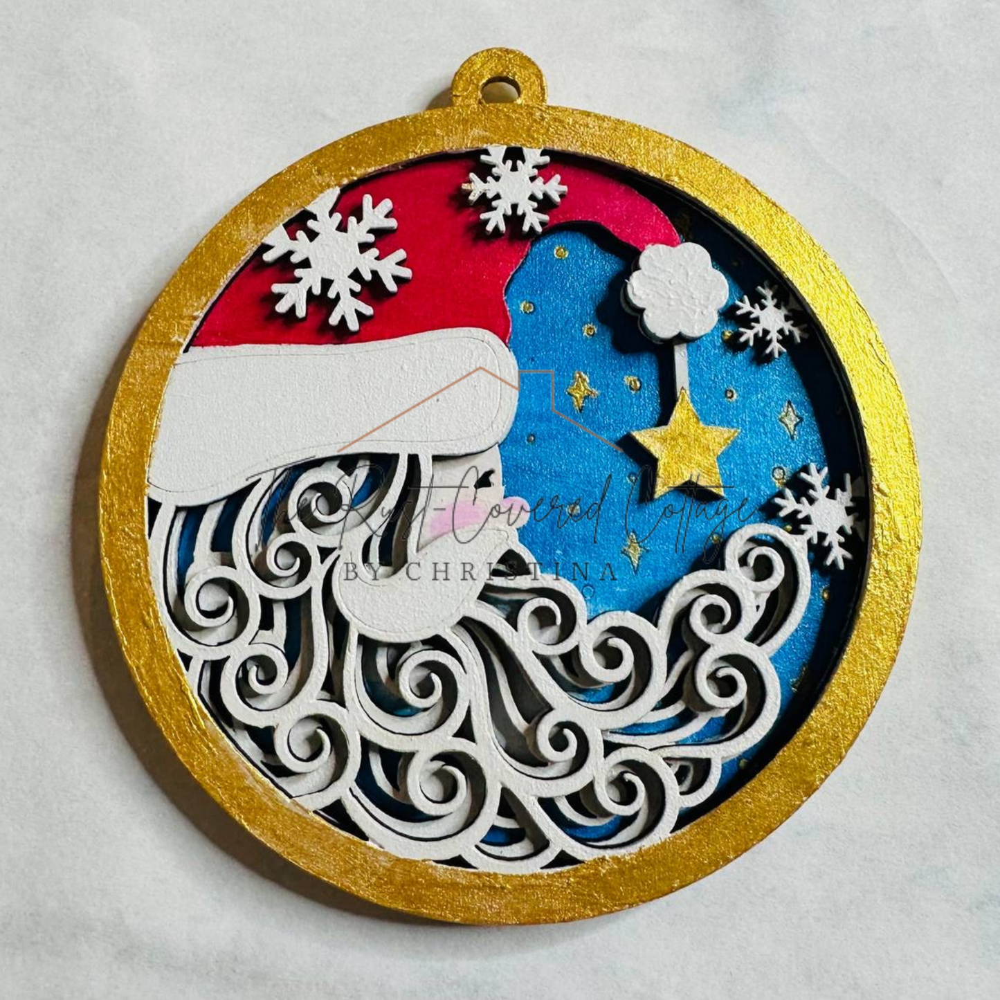 Santa Moon| Wooden Ornament| Laser Cut