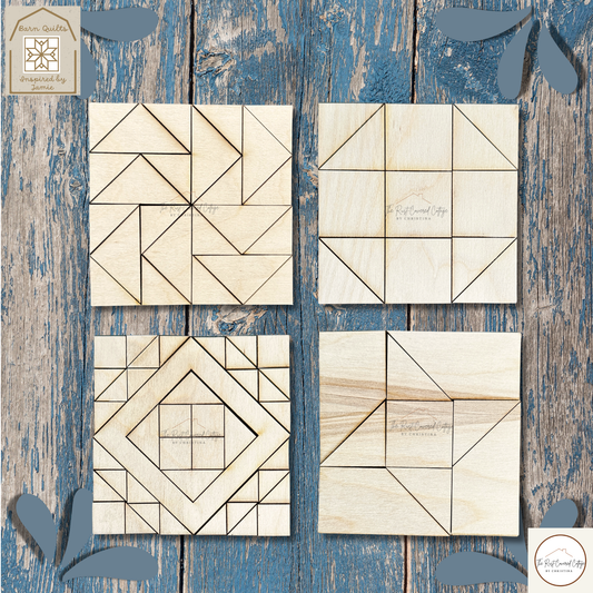 Mini Barn Quilt Blocks | Laser Cut DIY Set - Friendship Star, Shoo Fly, Flying Geese, Garden Path