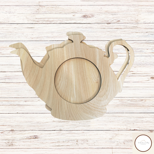 Laser Cut Birch Wood Teapot Frame| Decorative Craft Kit| DIY