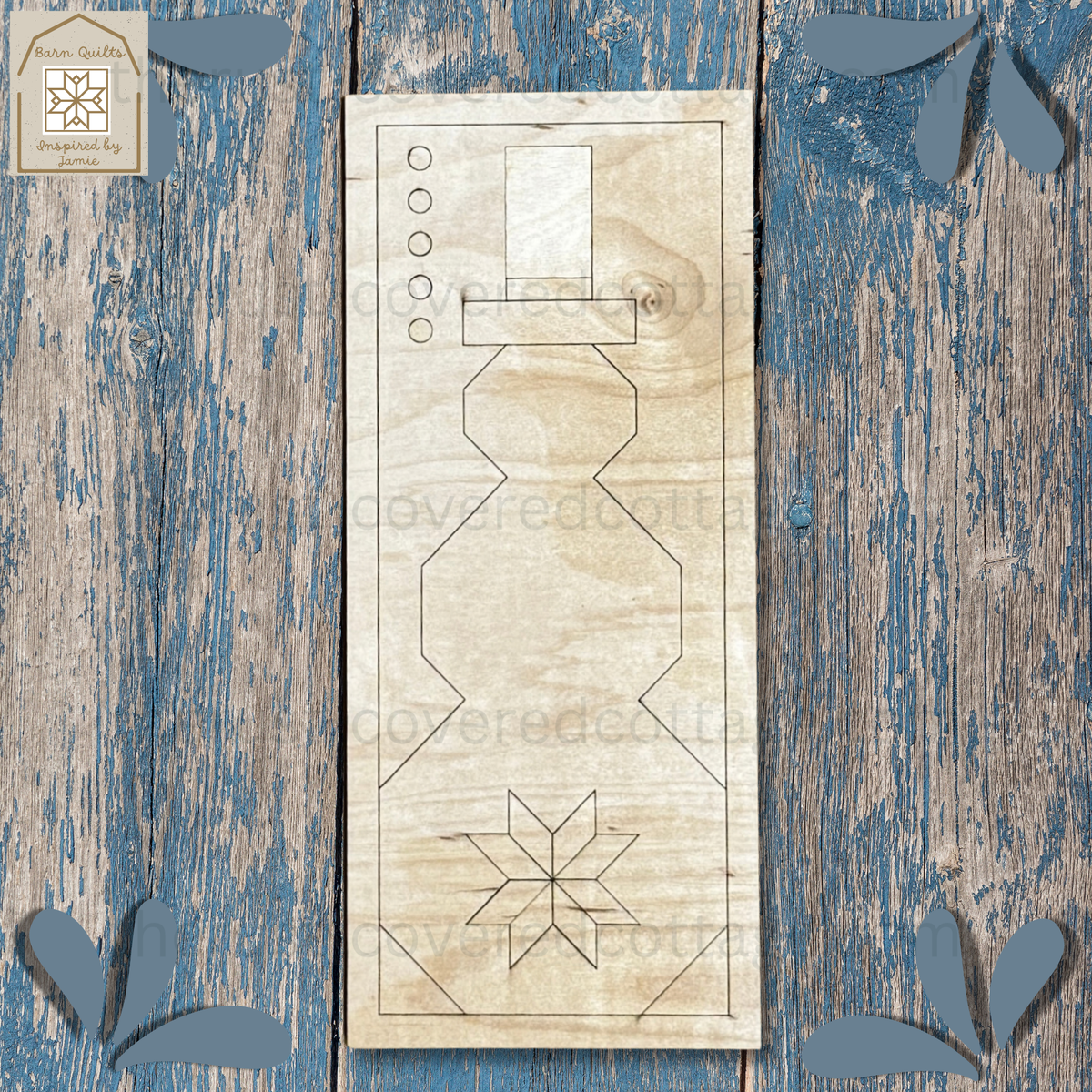 Snowman Quilt Block 14 x 6 unfinished DIY wood kit by Rō.12 Creations