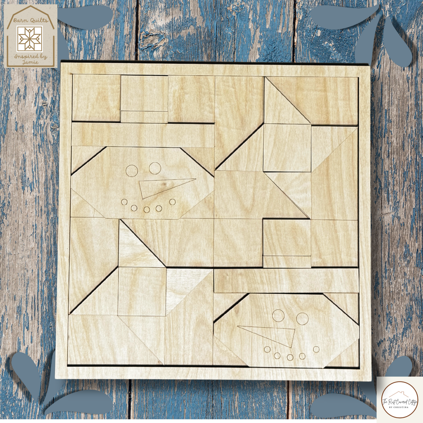 Snowmen Quilt Block | Laser Cut Wood Kit