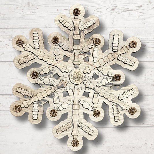 Spindle Snowflake Wood Kit – 11” x 12” | DIY Winter Decor