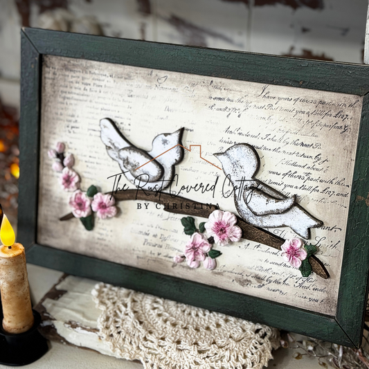 Spring Birds on a Branch | Finished Wood Art