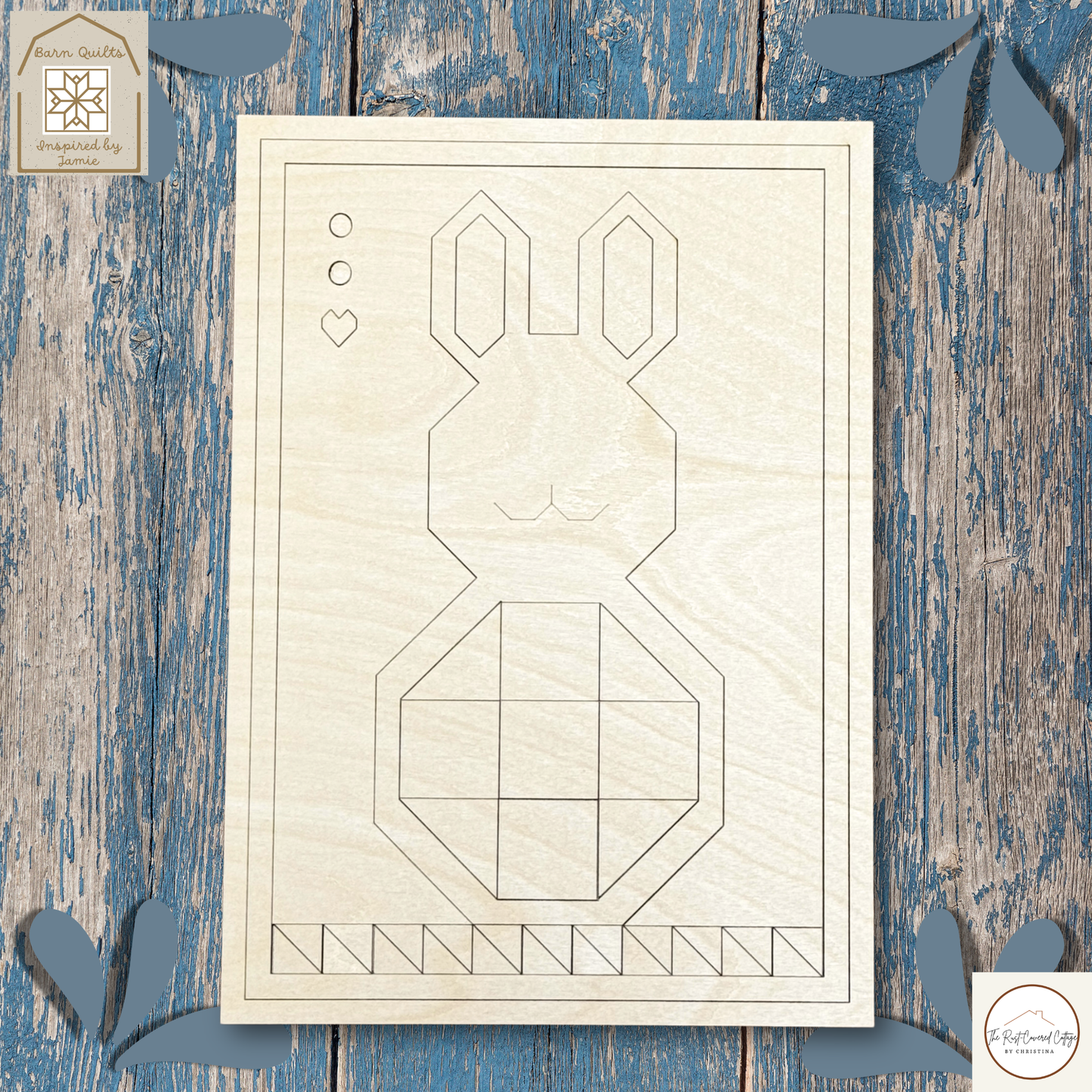 Spring Bunny with Patchwork – Barn Quilt DIY Wood Kit