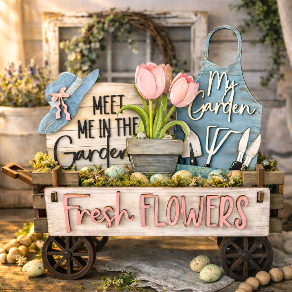 Spring Garden Wagon Insert | Interchangeable Wagon Decor – The Rust ...
