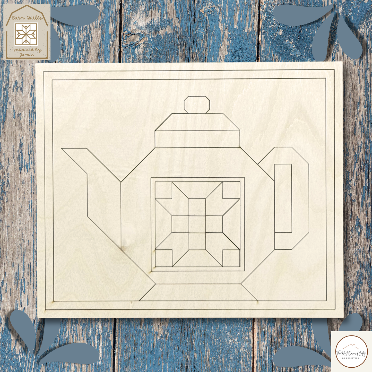 Spring Teapot- Barn Quilt DIY Wood Kit