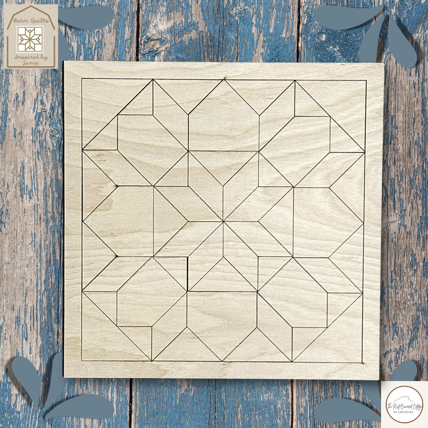 Star of Bethlehem Quilt Block | Laser Cut DIY Wood Kit | 1/4" Birch, 10.5" Unfinished