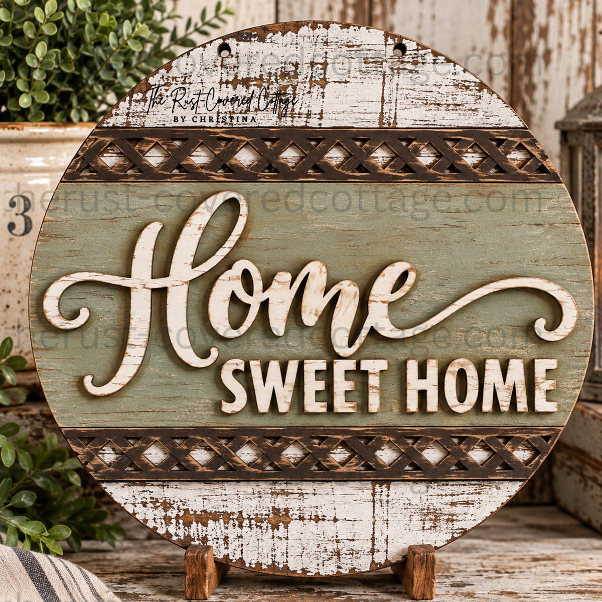 Styled preview of the Home Sweet Home Insert option for the Interchangeable Round Starter Set. Finished colors are for inspiration.