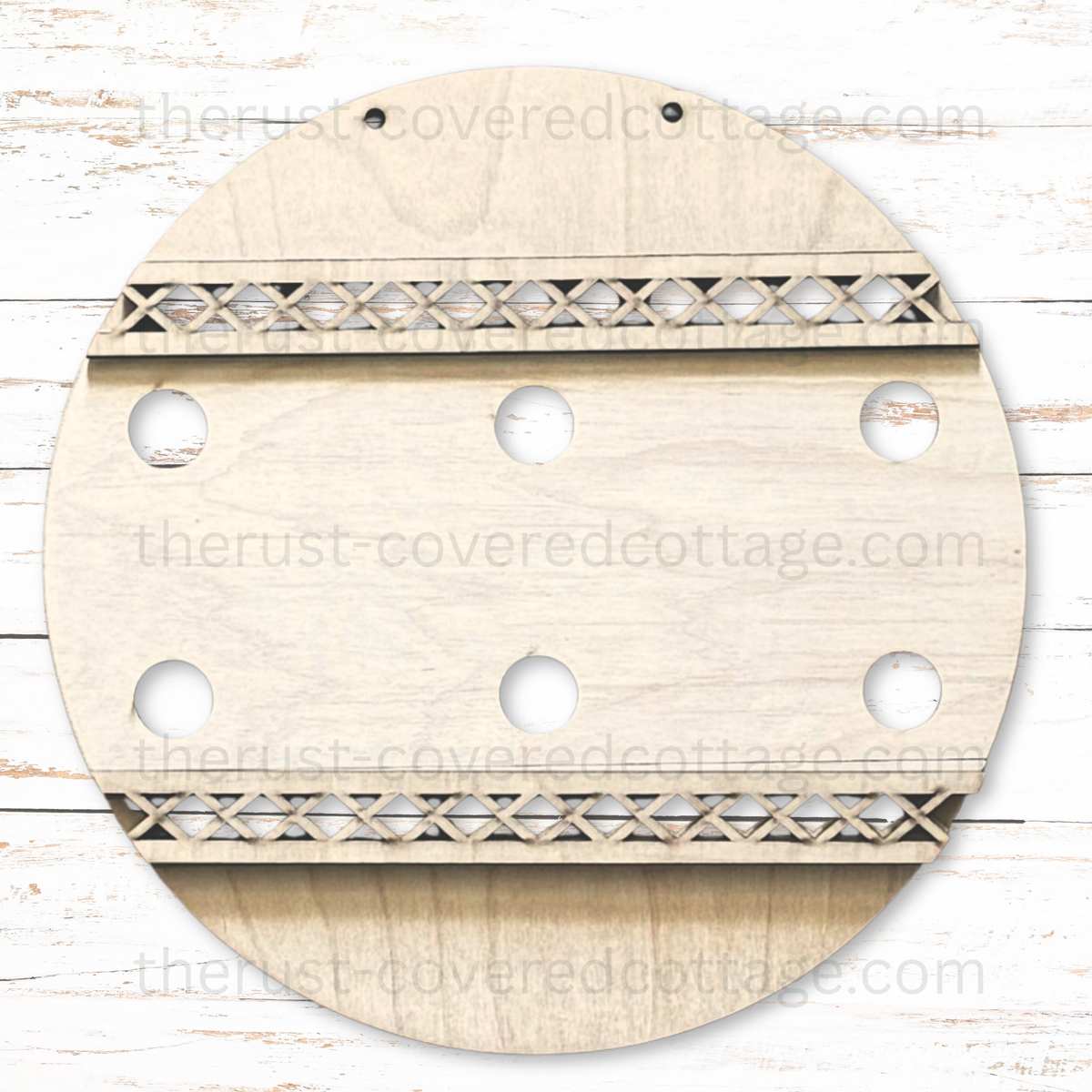 Unfinished Interchangeable Round Base with layered lattice-style trim framing the insert area.