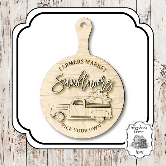 Sunflower Vintage Truck Bread Board DIY Wood Kit – Farmhouse Fall Craft