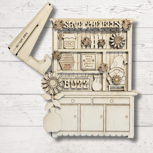 Sunflowers & Bees Hutch | Cottage Hutch Series