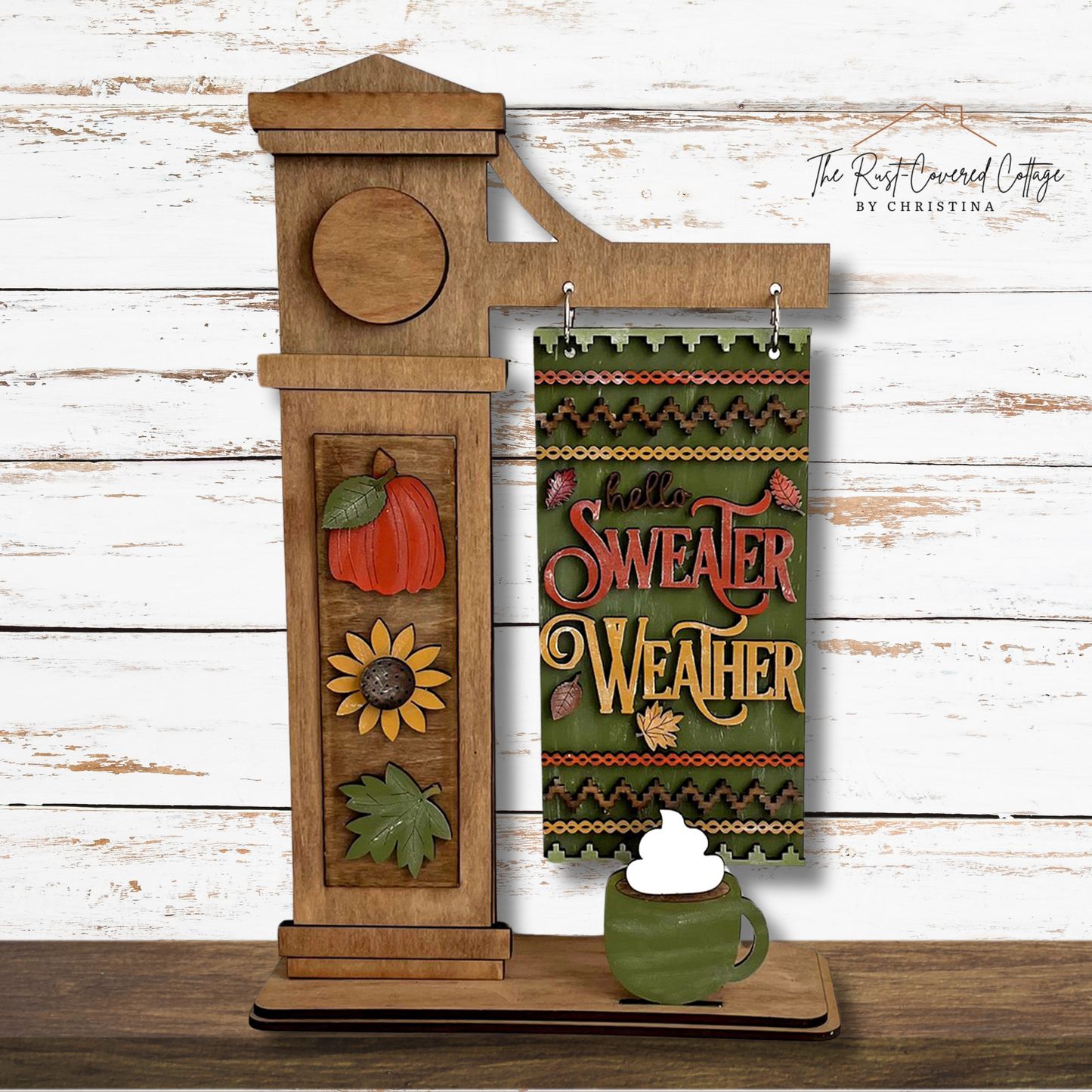 Sweater Weather Interchangeable Insert | DIY Fall Sign Post Kit | Unfinished 1/4" Birch Wood