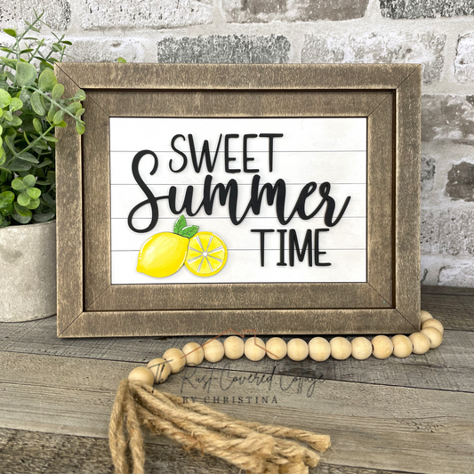 Sweet Summer Time Insert – Fits Chunky Farmhouse Frame | Lemon Summer Wood Decor