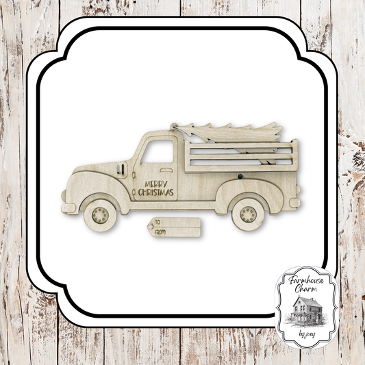 Vintage Truck Ornament with Christmas Tree | Farmhouse Holiday Decor