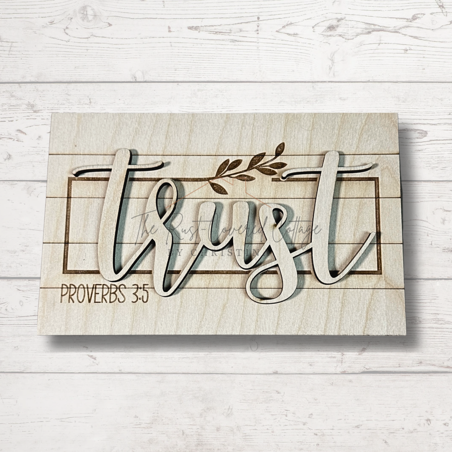 "Trust - Proverbs 3:5" Farmhouse Frame Insert – DIY Laser Cut Kit