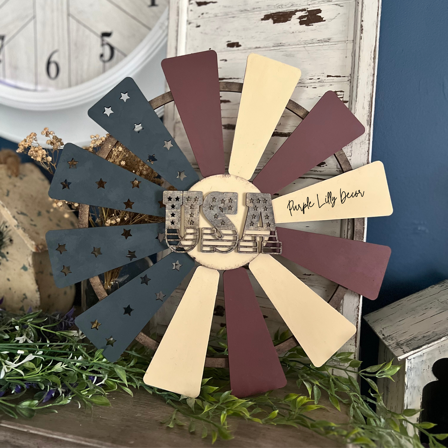 Patriotic Windmill Sign
