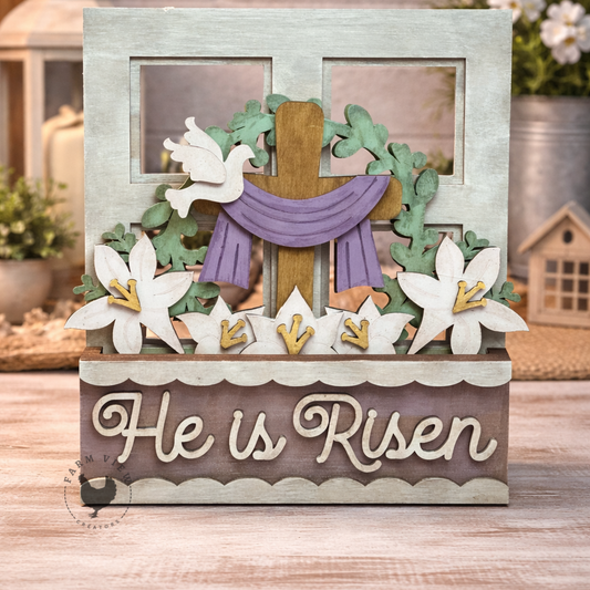 He Is Risen Insert – Interchangeable Window Box – DIY Wood Kit