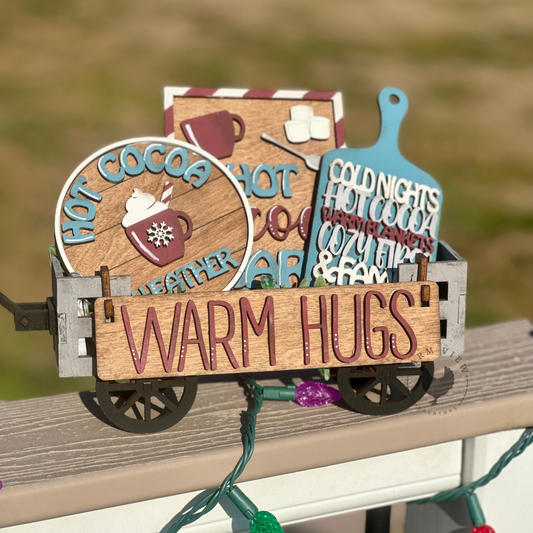 Cocoa Insert for Interchangeable Wagon | Warm Hugs Hot Cocoa Bar Christmas Wood Kit