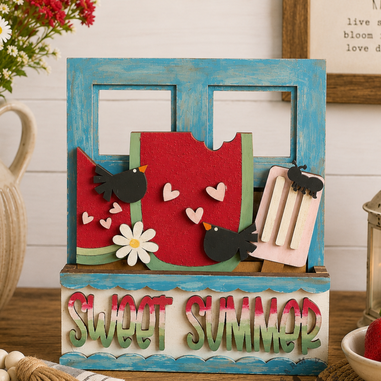 Sweet Summer Insert – Interchangeable Window Box – DIY Wood Kit