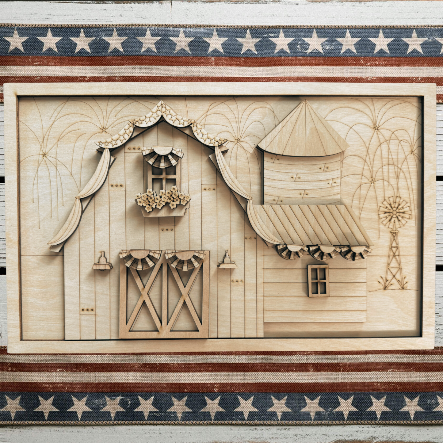 Framed 4th of July Barn Sign Kit | DIY Laser Cut Wood Kit