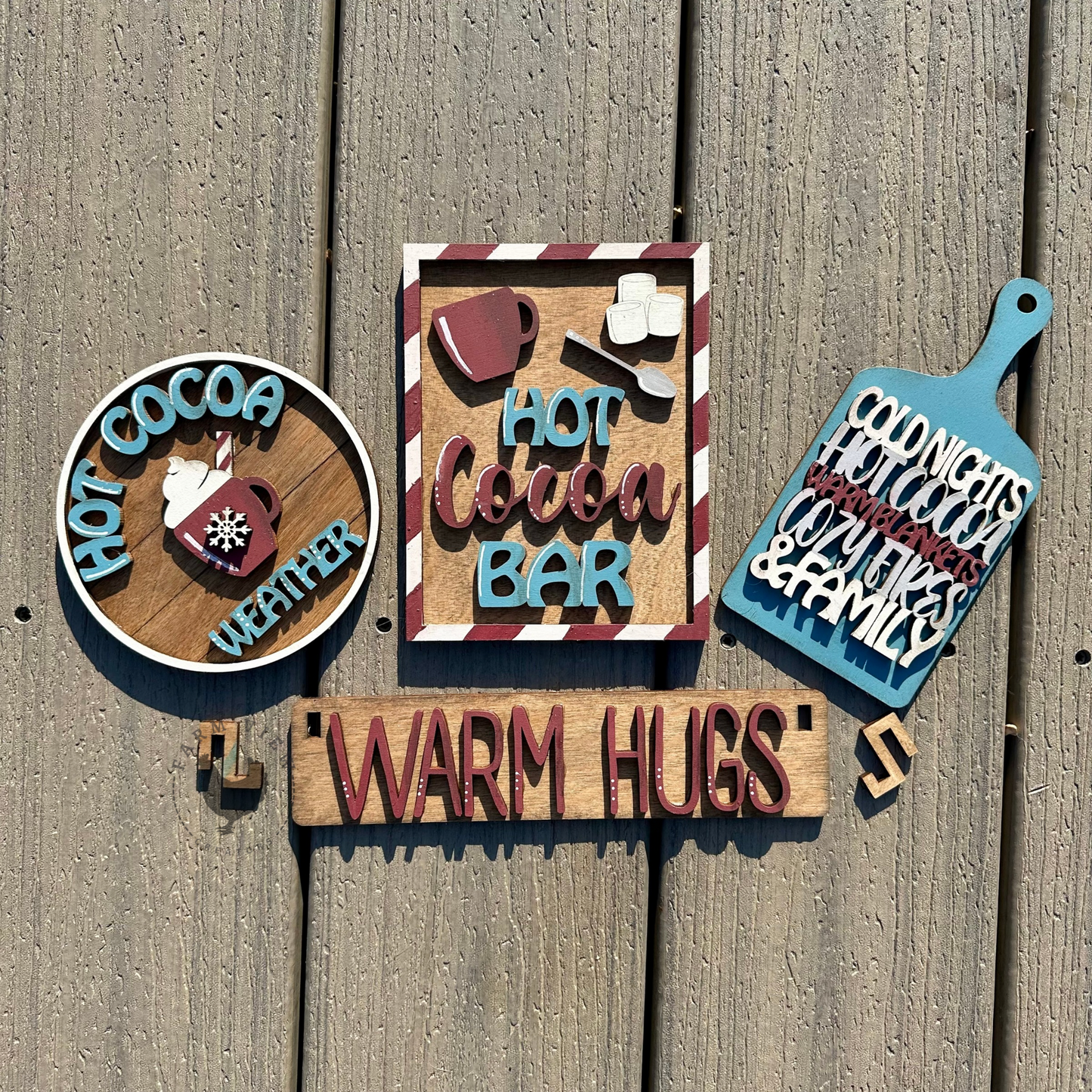 Cocoa Insert for Interchangeable Wagon | Warm Hugs Hot Cocoa Bar Christmas Wood Kit