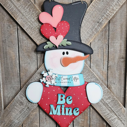 Valentine Snowman Door Hanger | DIY Wood Kit | 18" x 10.5"