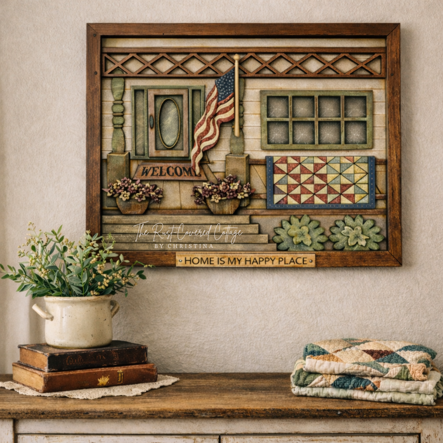 Home Is My Happy Place DIY Wood Kit – Layered Farmhouse Porch Sign – 11.25” x 15.5